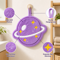 Serviette à main douce et moelleuse en forme de planète de dessin animé, à suspendre, séchage rapide, pour cuisine et salle de bain