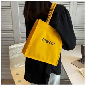 Borsa Tote in tela personalizzata con Logo di semplicità per lo Shopping con lettera stampata a spalla singola di qualità eccellente