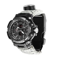 Jam Taktik Survival Multifungsi untuk Olahraga Luar Ruangan dengan Lampu LED, Termometer, Peluit, Pengikis, dan Pemantik Api