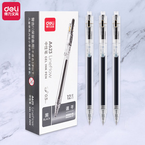 Deli A623 Gel Ink <b>Pen</b> 0.5mm Black Quick Dry Reinforced Needle Tip School Office Use - Product Image 1