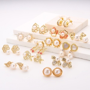 Pendientes de Perlas con Baño de Oro para Mujer, Joyería de Moda, Accesorios, Juego de Pendientes de Perlas con Baño de Oro - Product Image 6