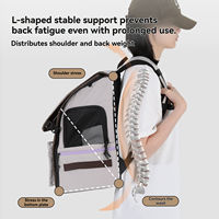 Sac à dos de transport pour animaux de compagnie, mignon et tendance, en nylon léger, pour chat et chien, avec support en forme de L, base robuste, porte zippée ouverte