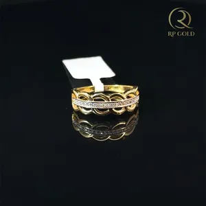 Stylish <b>gold</b> <b>ring</b> with intricate loop design and sparkling stones elegant modern jewelry for women perfect for daily wear - Product Image 3
