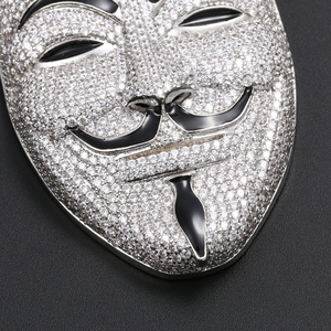 Bijoux hip-hop chrétiens en cuivre avec placage en or 18 carats avec un pendentif <span class=keywords><strong>visage</strong></span> souriant <span class=keywords><strong>de</strong></span> <span class=keywords><strong>vengeance</strong></span>. Bijoux luxueux en zircone - Product Image 2