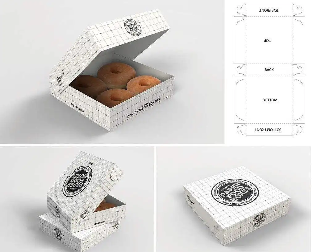 Caja de embalaje de alimentos con logotipo de tamaño personalizado de alta calidad, Mini caja de papel Kraft rígido para postres, pasteles, embalaje de rosquillas