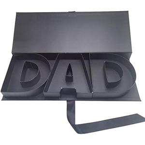 Forme personnalisée de qualité supérieure avec logo, grande boîte cadeau de luxe en carton rigide mat noir avec lettre de papa emballage de boîte en papier pour <span class=keywords><strong>la</strong></span> fête <span class=keywords><strong>des</strong></span> pères - Product Image 2