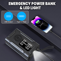 Portable Tire Compressor 7.4V ABS Digital Display Tire Inflator with Pressure Monitor & Emergency Light for Cars Bikes Balls