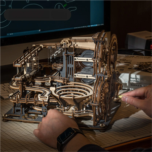 Kit de Construcción de Pistas de Canicas 3D de Madera para Niños, Juguete DIY para Aficionados - Temática de Puerto Espacial de Canicas, Dificultad 3 Estrellas - Product Image 3