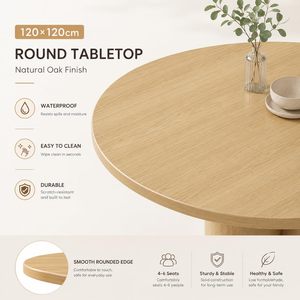 Table à manger SENYU Furniture, mobilier contemporain pour la salle à manger, plateau rond, pieds hexagonaux en forme de pyramide - Product Image 5