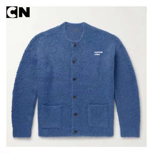 Pull en mohair fuzzy tricoté à boutons de haute qualité, certifié GRS, fabricant de pulls, logo personnalisé, design personnalisé, hiver - Product Image 2