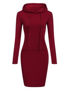 Hot Selling Fashion Plain Pockets Pullover Casual <strong>Hoodies</strong> 100% Polyester <strong>Women</strong> Long Sleeve <strong>Hoodies</strong> <strong>Dress</strong> - Product Image 4