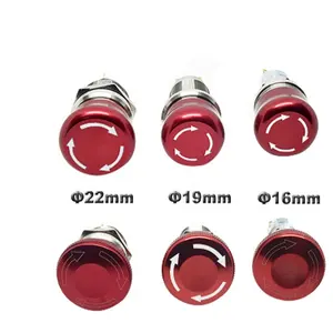 China Lieferant 16mm 19mm 22mm Notfall Stop Schalter mushroom push button stop schalter 1no1nc 2no2nc rast schalter auf off