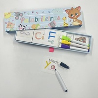 Boîte à tiroirs personnalisée en carton rigide, avec cartes flash éducatives effaçables pour enfants, alphabet, impression offset 4 couleurs CMYK