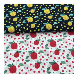 Nouvelle robe d'été 100% coton, tissu imprimé, design de dessin de fruits, doux, de haute qualité, pour filles, literie pour canapé