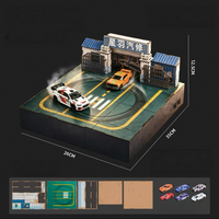 Kit de piste de drift magnétique à l'échelle 1:64, à assembler soi-même, pour modèles de voitures RC électriques, avec aménagement de scène de course miniature, ornement de bureau en plastique et métal