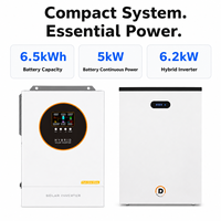 Inversor Solar Híbrido de 6.2kW con Batería LiFePO4 de 6.5kWh, Sistema de Almacenamiento de Energía Doméstica, Energía Solar de Respaldo de 220V