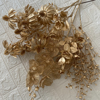 Feuilles d'eucalyptus dorées, hortensias, feuilles de ginkgo dorées, fleurs artificielles pour décoration de mariage, matériaux végétaux dorés