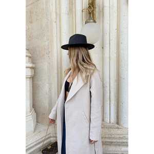 Manteau en cachemire crème vintage teint avec imprimé respirant, fermeture à bouton unique, trench décontracté détachable avec capuche, taille XL - Product Image 5