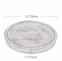 Plateau décoratif rond en bois blanc de style farmhouse, très apprécié, pour le salon, le cheminée et la salle de bain/spa