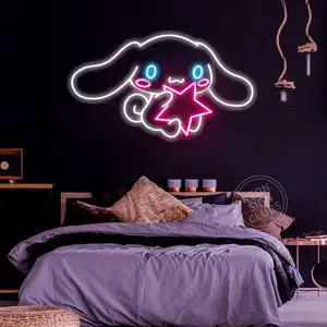 Tanda Neon Jepang Cinnamoroll Anime untuk Dekorasi Dinding Kamar Tidur Seni
