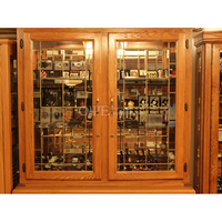 Armoire cave à cigares moderne Étagères de présentation en bois Vitrine murale en verre