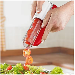 Coupe-fruits multifonctionnel en plastique rouge avec fermeture éclair, trancheuse à salade manuelle en acier inoxydable pour la cuisine, appareil ménager - Product Image 6