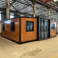 Casa Contenedor Expandible Lista para Habitar, Estructura de Acero, Panel Sándwich, Madera, Apartamento Moderno Minimalista, Impermeable