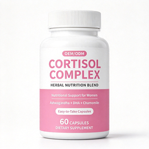 Capsules de complexe cortisolaire à marque privée OEM avec Ashwagandha, DHA, Chardon-Marie, B12 pour femmes – Complément nutritionnel à base de plantes - Product Image 1