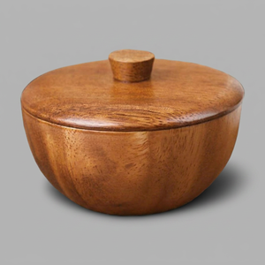 Wooden <b>Rice</b> Bowl with Lid 3.14 Inch Acacia Seasoning Bowl Food <b>Container</b> for Kids and Adults Safe Practical Kitchen Dining - Product Image 1