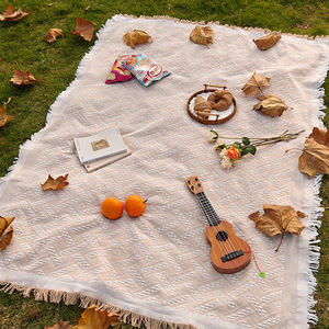 Portable pliable léger tapis de pique-nique Style français <span class=keywords><strong>treillis</strong></span> en forme de T blanc étanche à l'humidité tissu Polyester imperméable Camping - Product Image 6