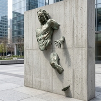 Sculpture d'art métallique, La lutte intérieure - Œuvre d'art modulaire en bronze exprimant la liberté contre le confinement, Sculpture en bronze