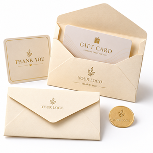 Enveloppes en papier texturé élégantes à rabat en V, personnalisées avec impression de marque et dorure à chaud, pour cartes cadeaux, coupons de membre et bons de réduction – Vente en gros - Product Image 1