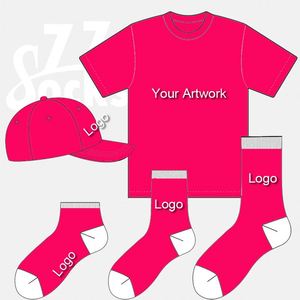 Impression personnalisée 2023 filles solide couleur vierge à manches courtes T-shirts été mignon logo chaussettes amis ensemble casquettes cadeau chaussettes - Product Image 1