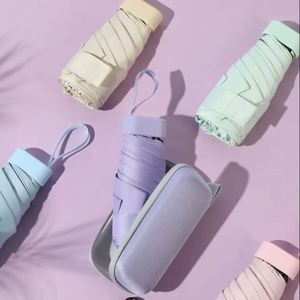 Nouvelle conception, parapluie de poche pliable manuel à cinq sections, mini, anti-UV, avec étui rigide, idéal pour les cadeaux d'affaires et la décoration de mariage - Product Image 1
