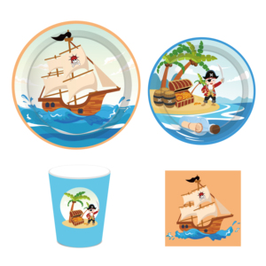 Huancai – fournitures de fête au trésor, vaisselle jetable, assiettes en papier, tasses, serviettes pour enfants, décorations de fête d'anniversaire - Product Image 1