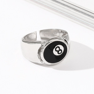 Stile Punk biliardo numero nero 8 anello regolabile di apertura per le donne uomini in lega di metallo anelli moda Hip Hop <span class=keywords><strong>Rock</strong></span> gioielli regalo - Product Image 2