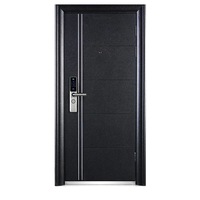 Porte de sécurité ventilée gris foncé classe A avec fenêtre grillagée et entrée intelligente par empreinte digitale