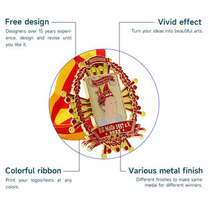 Medalla deportiva 3D de diseño personalizado para correr y nadar, diseño propio, cinta de premio de latón polaco, ganador Premier, medallas Premier MetalCrafts - Product Image 3