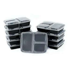 Export Bpa Gratis Magnetron Vaatwasmachinebestendig 3 Compartiment Plastic Maaltijd Prep Bento Lunchbox Voedsel Container