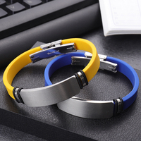 Bracelet de montre en caoutchouc, plaque d'acier inoxydable gravée sur mesure, Bracelet réglable en Silicone