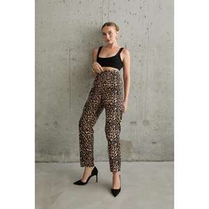 Pantalon crayon imprimé léopard taille haute en crêpe infroissable pour femme - Product Image 5