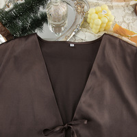 Ensemble pyjama deux pièces pour femme RUIYI, printemps 2024, cardigan à manches longues et pantalon long en tissu lisse marron