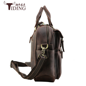 Bolso de viaje de cuero Crazy Horse para hombre Tiding, bolso de negocios de gran capacidad, color marrón oscuro 3062 - Product Image 5