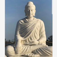 Patung Figur Buddha Marmer Alami Buatan Tangan untuk Interior, Desain Modern, Permukaan Poles, Hasil Pengecoran Kerajinan
