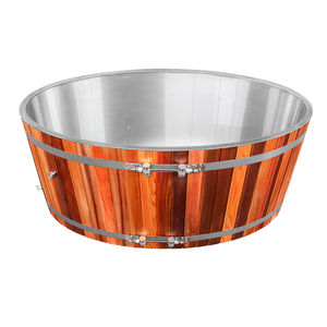 2025 Caisheng haute qualité extérieur 1 personne coquille de cèdre rouge ovale baignoire plongeante froide avec PU noir isolation couverture caisse en bois - Product Image 4