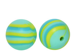 Vente en gros de boules rondes de 15mm de transfert d'eau de couleur, perles focales en silicone pour dentition de bébé, perles de chaîne de sucette - Product Image 5