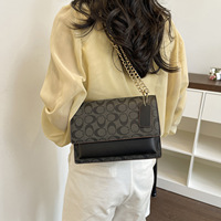 Bolso de Hombro con Correa de Cadena y Solapa, Bolso Cruzado Tipo Acordeón para Mujer, Bolso Mediano Tipo Satchel, Estructurado, Clásico, Vintage, Elegante