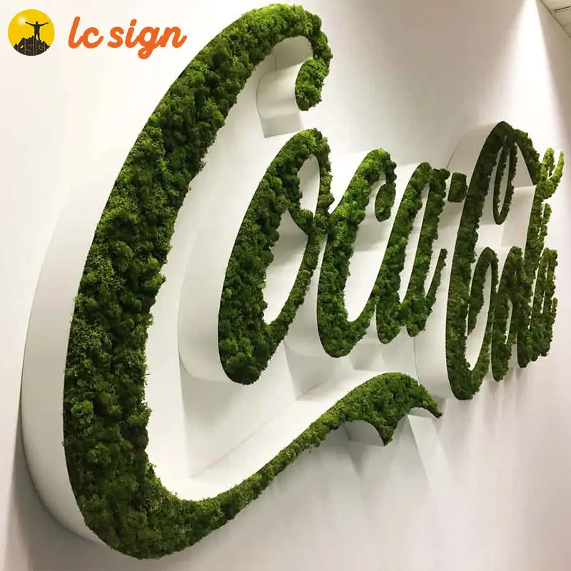 Logo personalizzato con lettera di muschio 3D personalizzato segno per la decorazione della parete interna