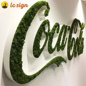 Sinal personalizado com logotipo de musgo 3D para decoração de paredes internas