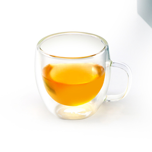Tazza <span class=keywords><strong>da</strong></span> tè a doppio strato 150ml di alta qualità con manico <span class=keywords><strong>in</strong></span> <span class=keywords><strong>vetro</strong></span> <span class=keywords><strong>borosilicato</strong></span> - Product Image 2